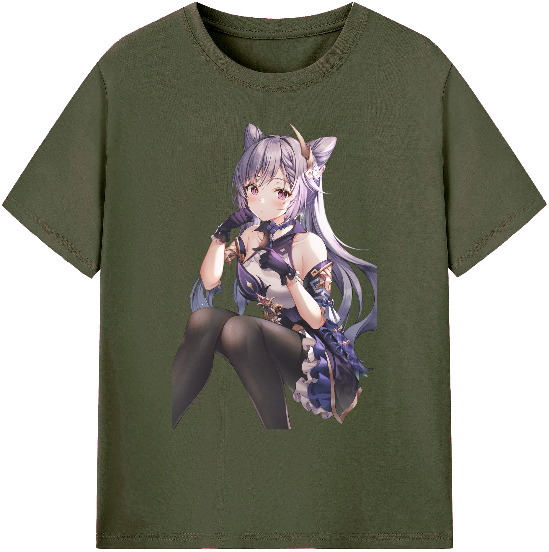 げんし神 刻晴 こくせい genshin Kokusei 綿100％ メンズ半袖Tシャツ｜肌触りやわらか＆通気性